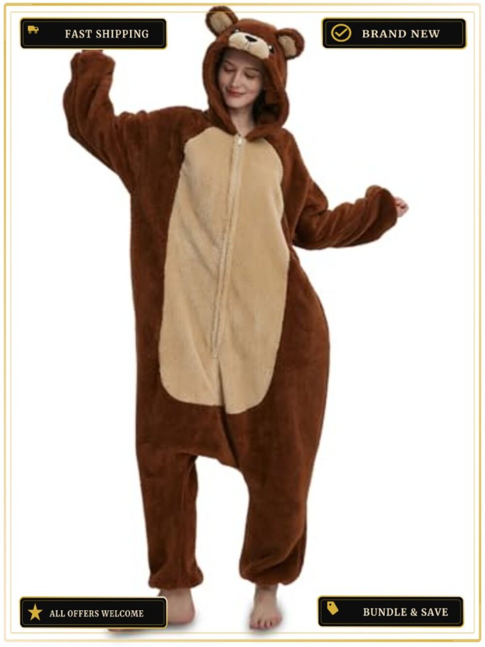 Animal Onesie One-Piece Pajama Cosplay Halloween Costume Fleece Adult